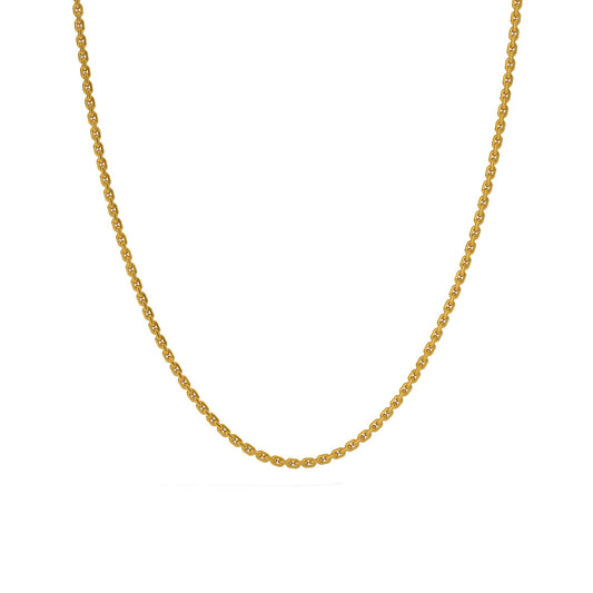 24k Solid Gold Chain Link 3mm. Pure Gold Link Chain Necklace. 9999 Fine Gold Chain. Minimal Gold Handmade Bhat Necklace Gift for Men Women