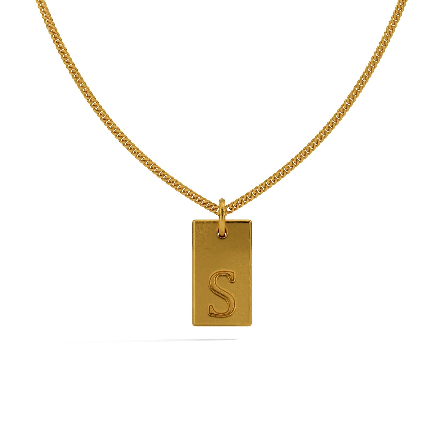 24K Solid Gold Stamped Initial Pendant. Pure Gold Name Necklace. Gold 9999 Fine Gold Pendant. Handmade Gold Necklace Gift for Men Women