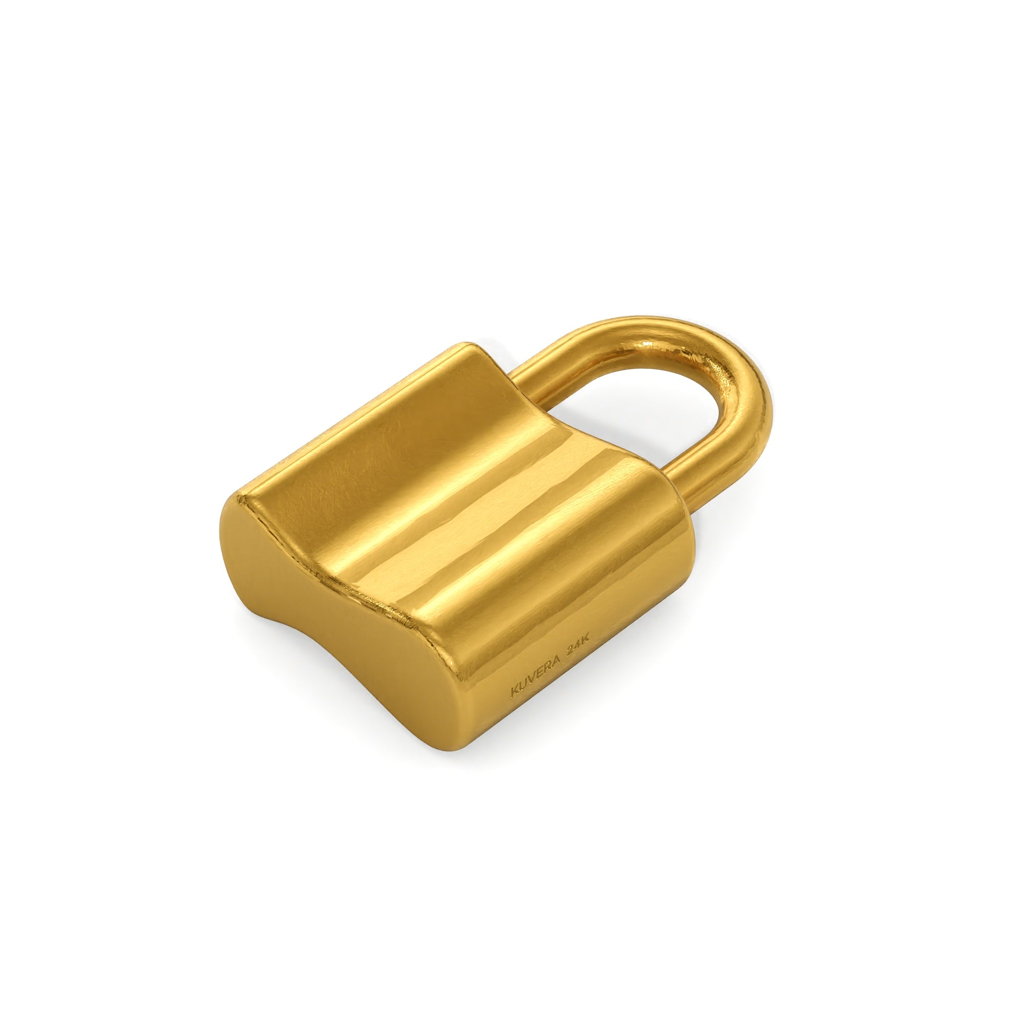 24K Solid Gold Padlock Pendant. Gold Lock Pendant Necklace. Pure