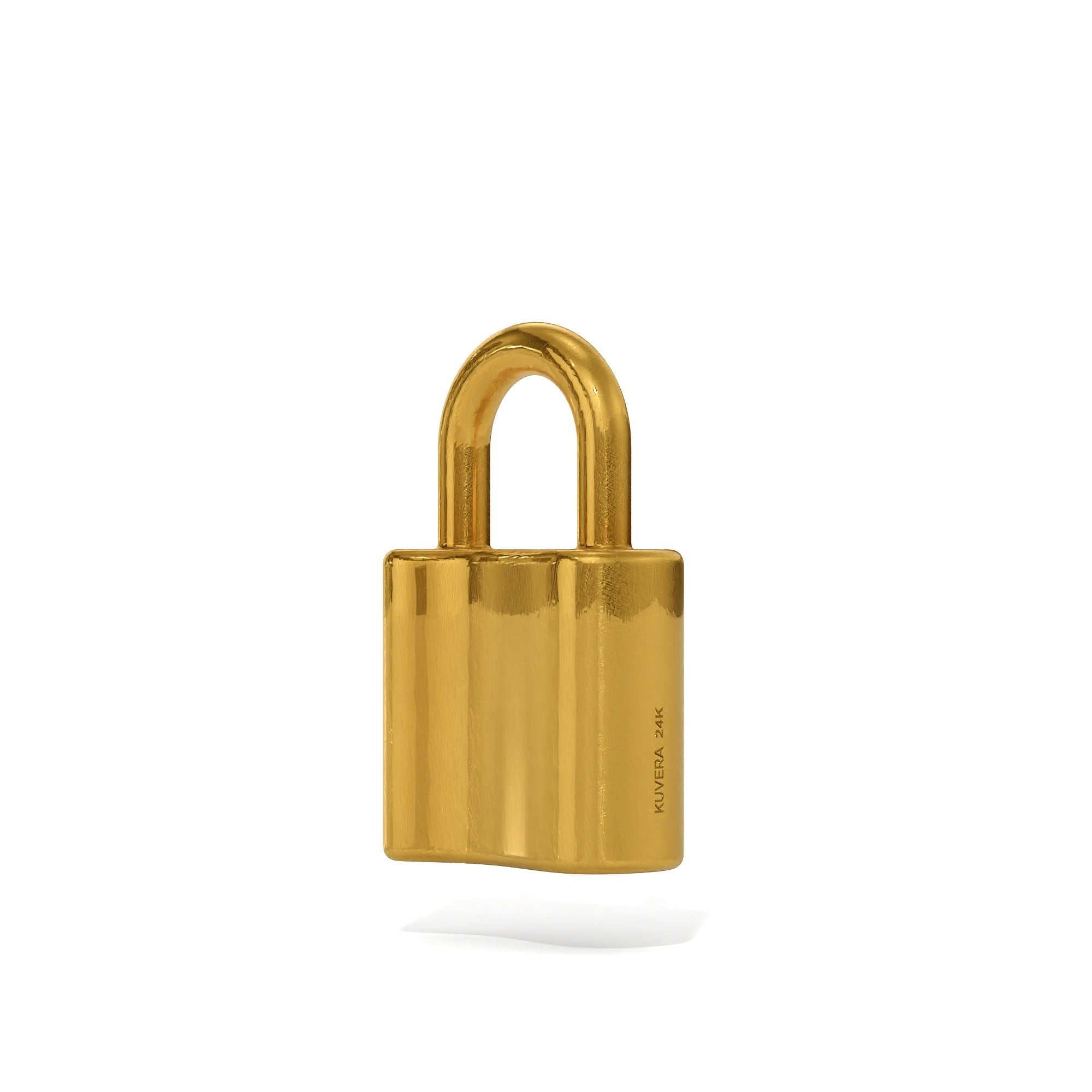 24K Solid Gold Padlock Pendant. Gold Lock Pendant Necklace. Pure