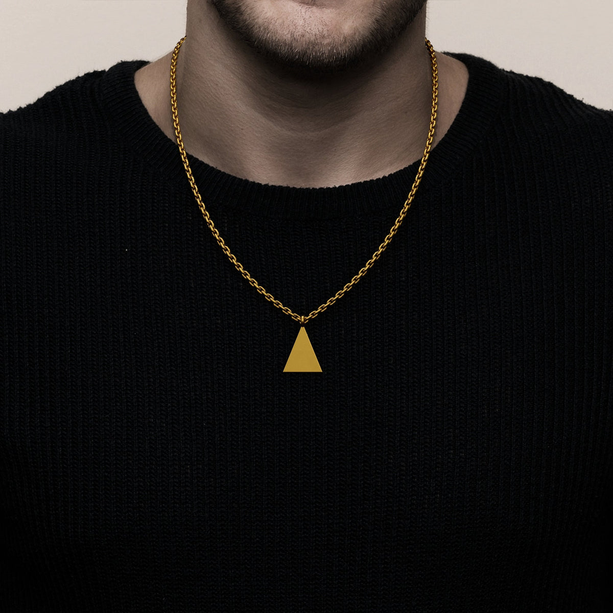 Triangular Pendants 24K Solid Gold Triangle Pendant. Geometric Shape Gold Necklace. Pure ...